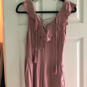 Kendall& kylie rose colored romper lace up front
